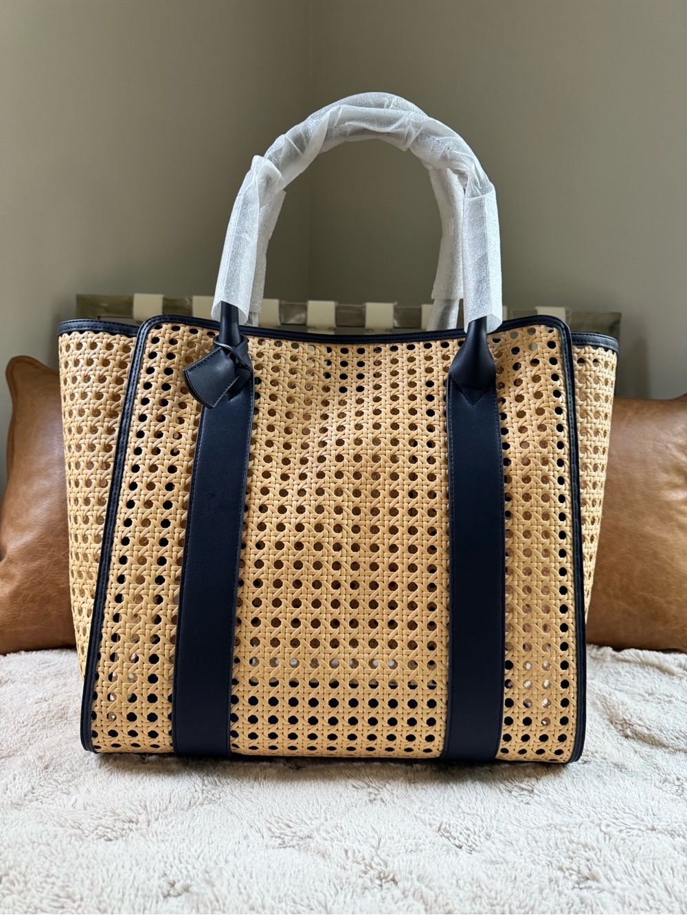 Mark & Graham Waterproof Caning Tote in Navy - Picture 2 of 13